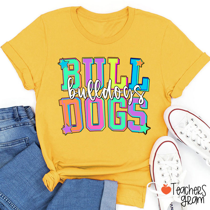 Personalized Mascot School Spirit Star Candy Color Teacher T-Shirt