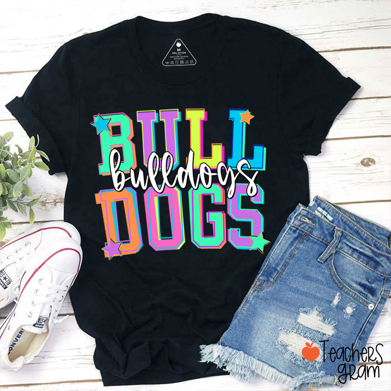 Personalized Mascot School Spirit Star Candy Color Teacher T-Shirt