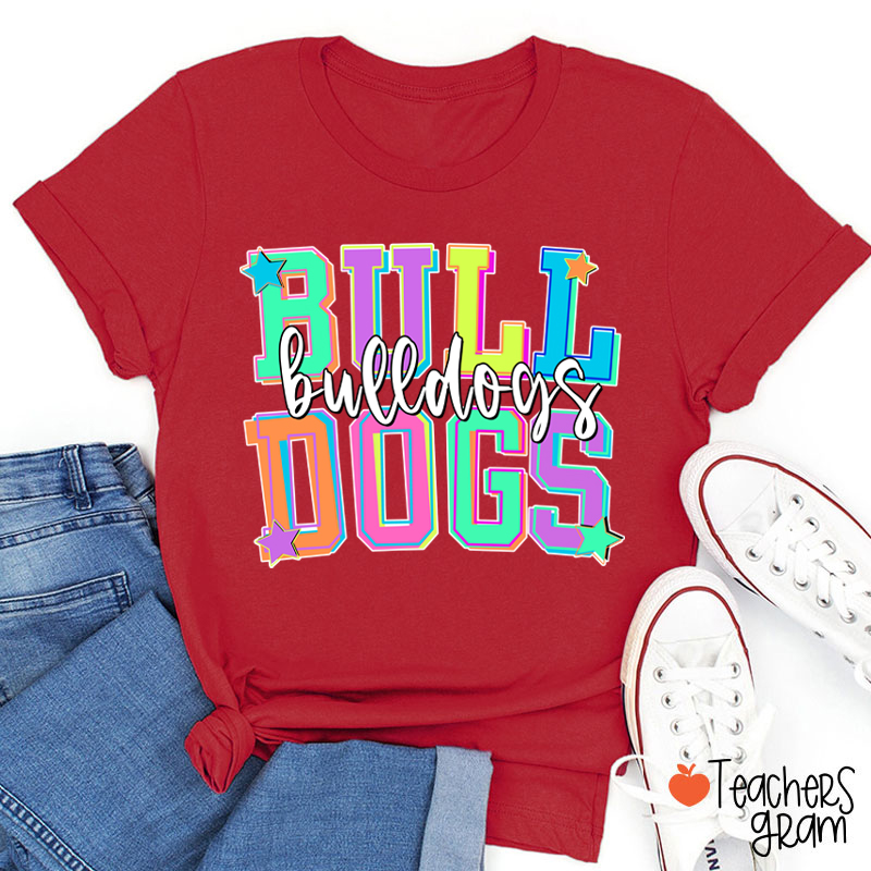 Personalized Mascot School Spirit Star Candy Color Teacher T-Shirt
