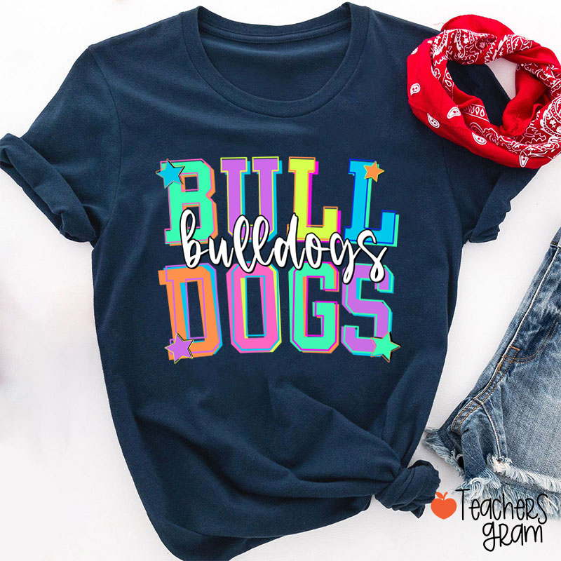Personalized Mascot School Spirit Star Candy Color Teacher T-Shirt