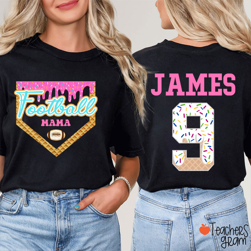 Personalized Sport Ice Cream Drip Teacher Two Sided T-Shirt