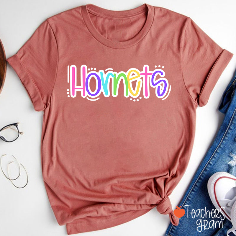Personalized Mascot Or Name Candy Color Teacher T-Shirt