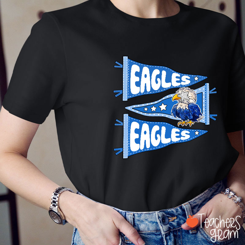 Personalized Starry Eyes Mascot Pennant Game Day Teacher T-Shirt