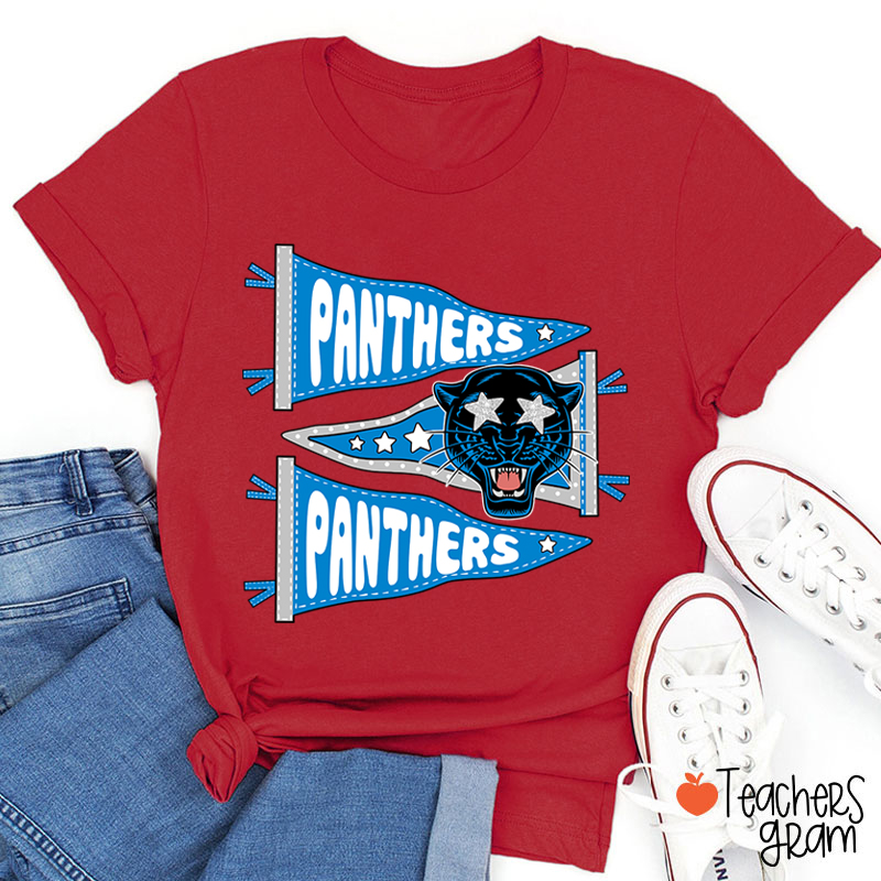 Personalized Starry Eyes Mascot Pennant Game Day Teacher T-Shirt