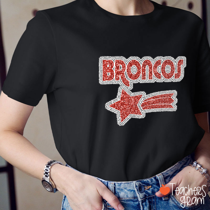 Personalized Mascot Glitter Star Game Day Teacher T-Shirt