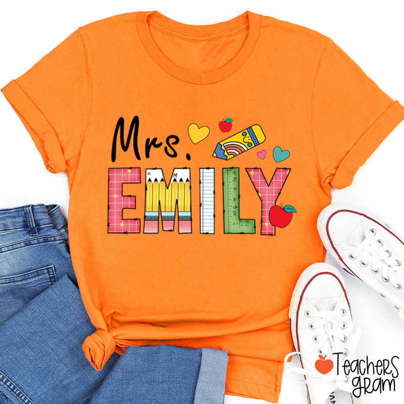 Personalized Name Back To School Teacher T-Shirt