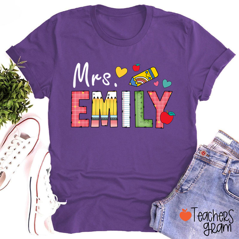 Personalized Name Back To School Teacher T-Shirt