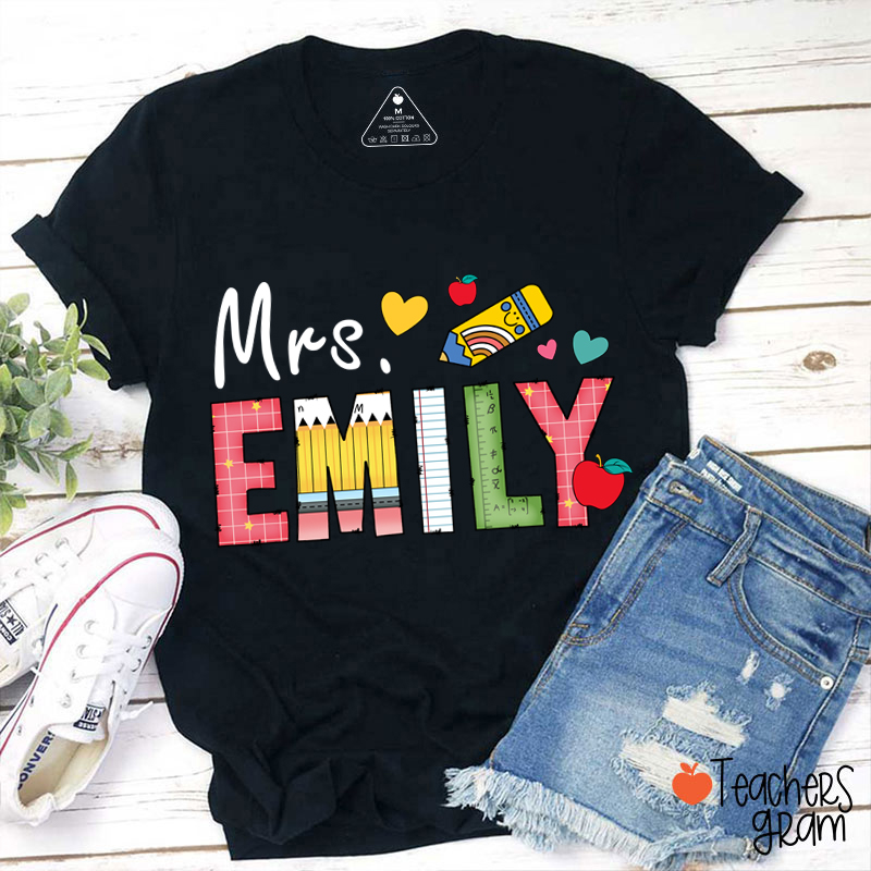 Personalized Name Back To School Teacher T-Shirt