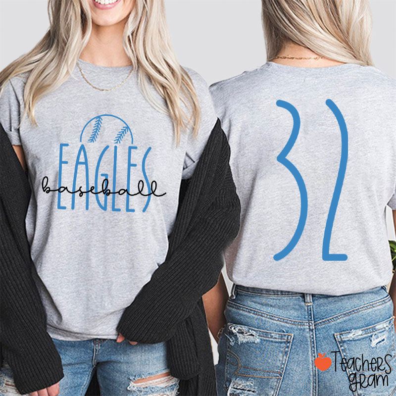 Personalized Mascot And Sport Simple Font Design Teacher Two Sided T-Shirt