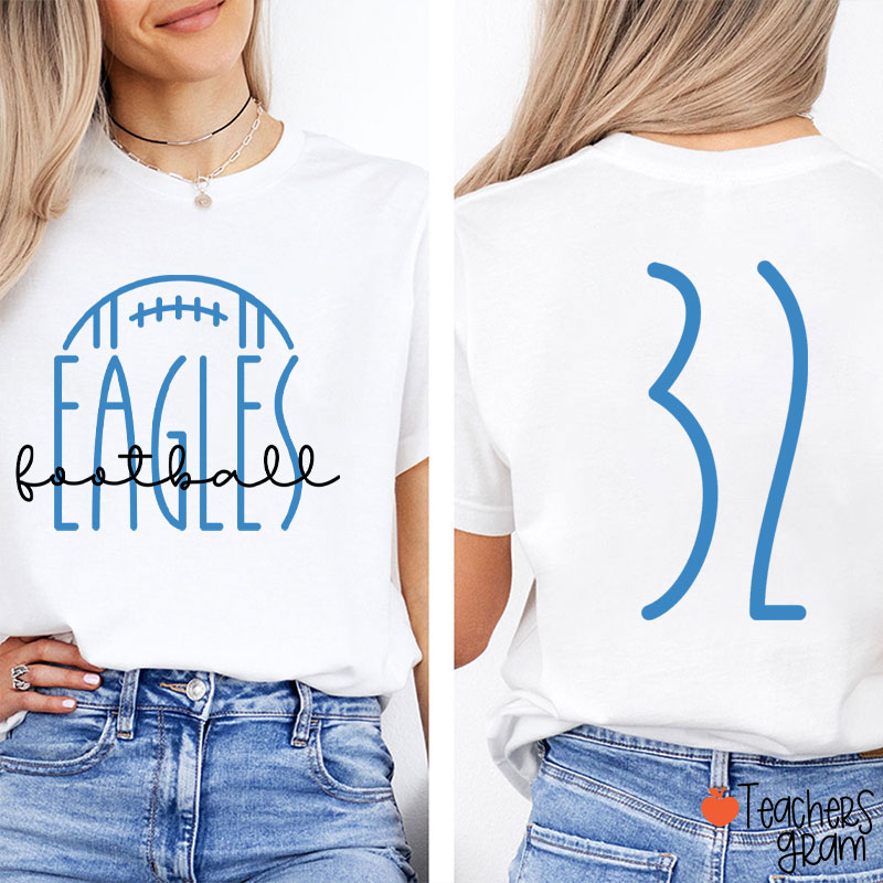 Personalized Mascot And Sport Simple Font Design Teacher Two Sided T-Shirt