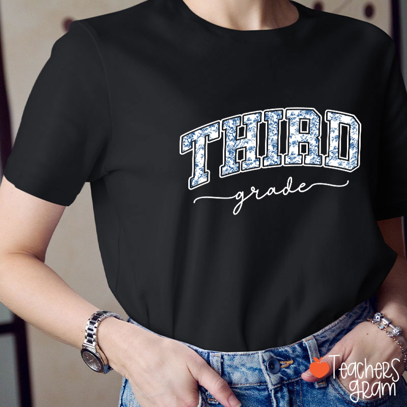 Personalized Grade Blue And White Porcelain Teacher T-Shirt