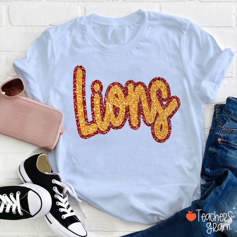 Personalized Mascot Glitter Cheer For Them Teacher T-Shirt