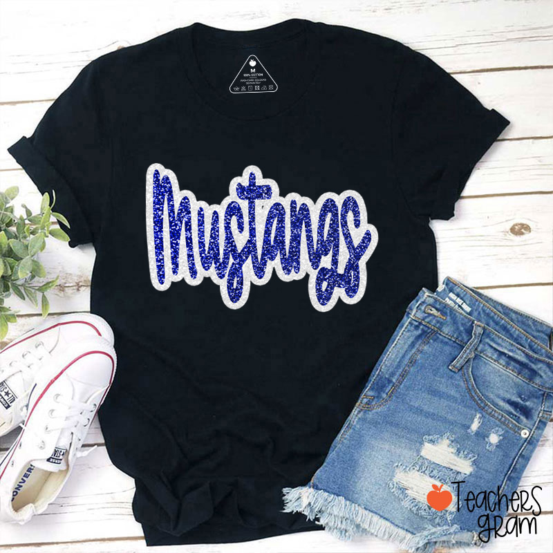 Personalized Mascot Glitter Cheer For Them Teacher T-Shirt