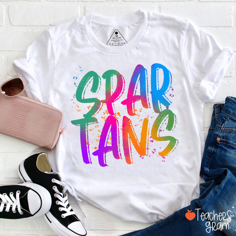 Personalized Mascot Watercolor Fonts Teacher T-Shirt