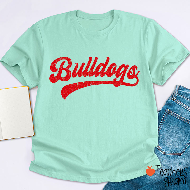 Personalized Mascot Washed And Distressed Print Teacher T-Shirt