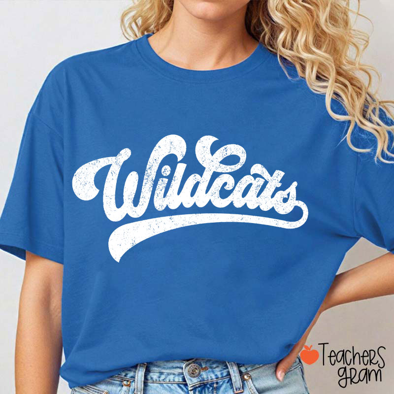 Personalized Mascot Washed And Distressed Print Teacher T-Shirt