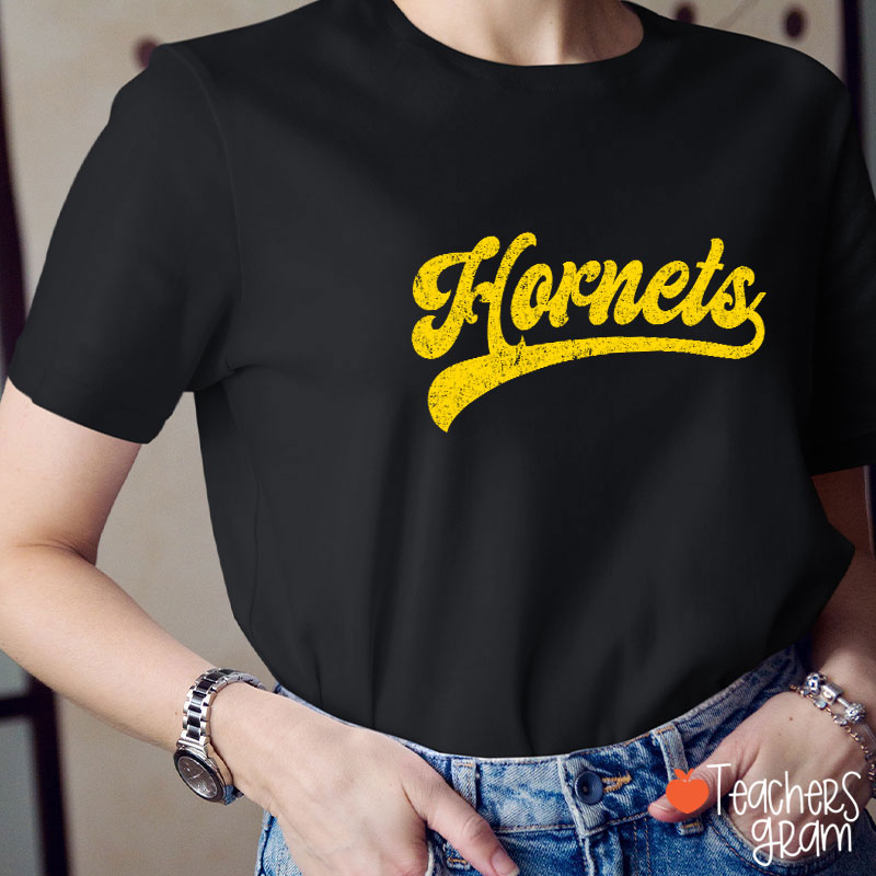 Personalized Mascot Washed And Distressed Print Teacher T-Shirt