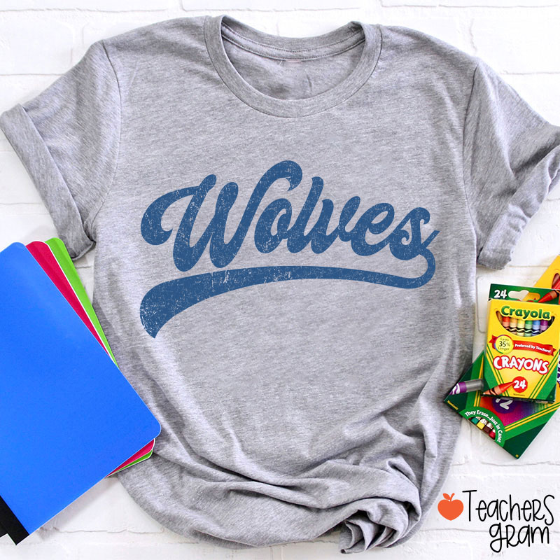 Personalized Mascot Washed And Distressed Print Teacher T-Shirt