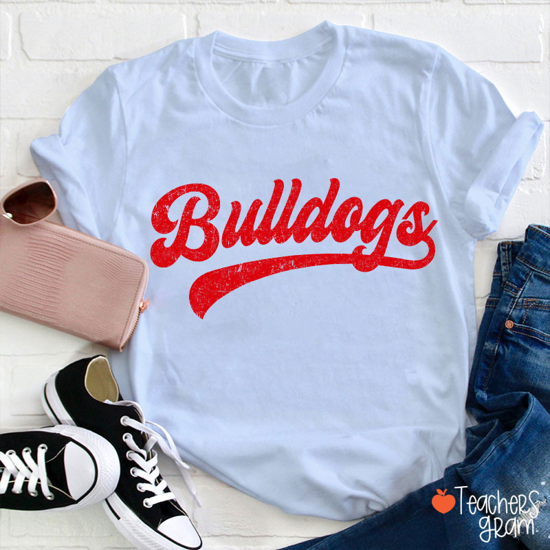 Personalized Mascot Washed And Distressed Print Teacher T-Shirt
