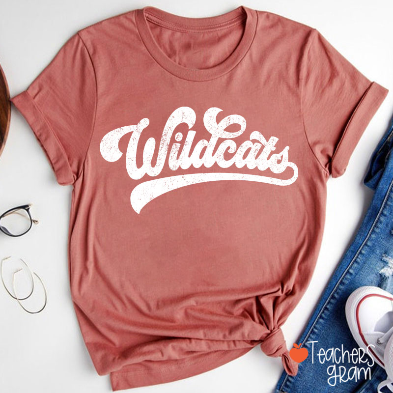 Personalized Mascot Washed And Distressed Print Teacher T-Shirt