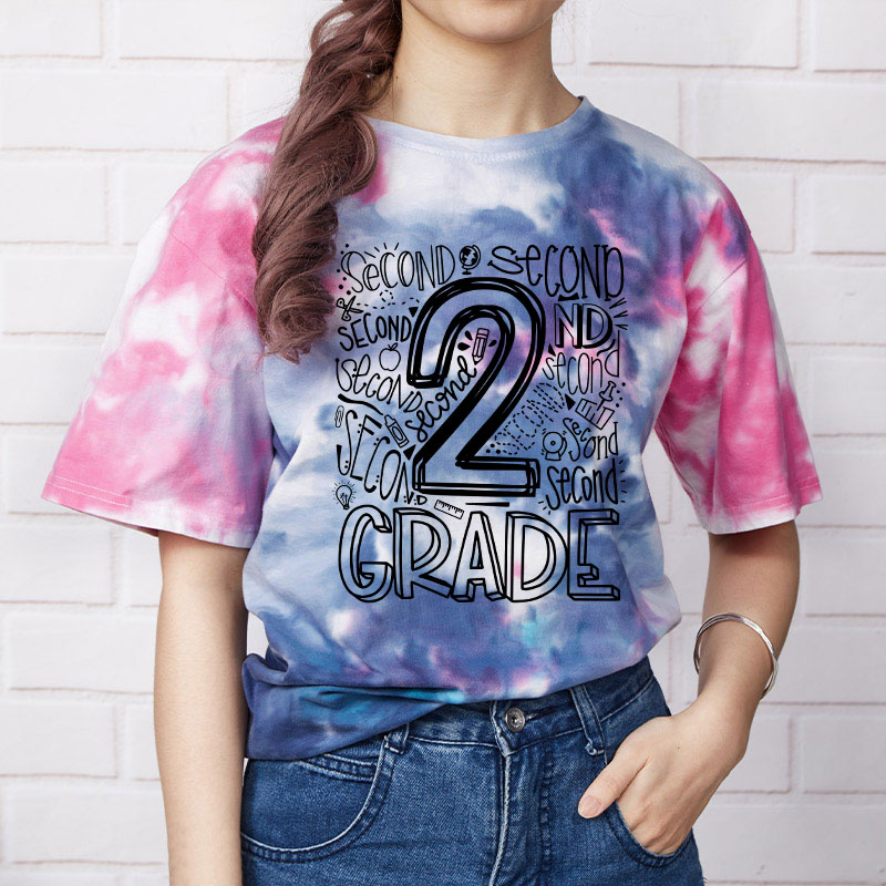 Personalized Alphabet Grade Teacher Tie-dye T-Shirt