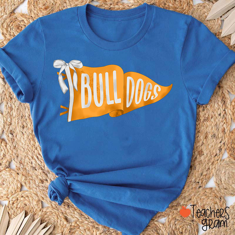 Personalized Mascot Pennant Bow Teacher T-Shirt