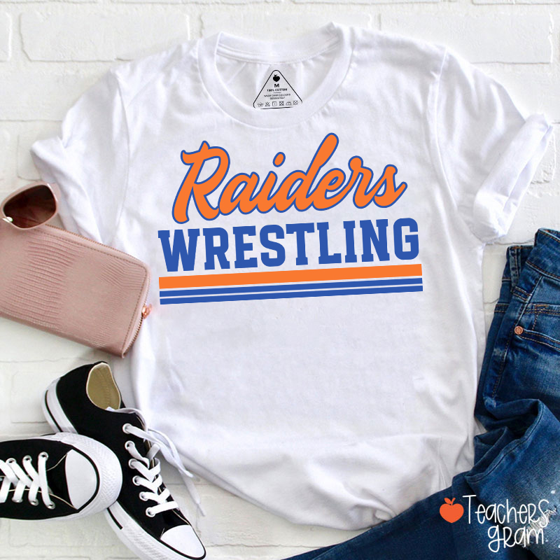 Personalized Mascot And School Name Contrasting Lines Teacher T-Shirt