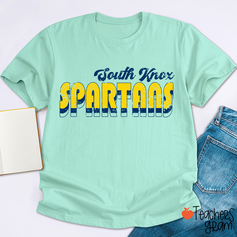 Personalized Mascot And School Name Distressed Retro Spirit Teacher T-Shirt