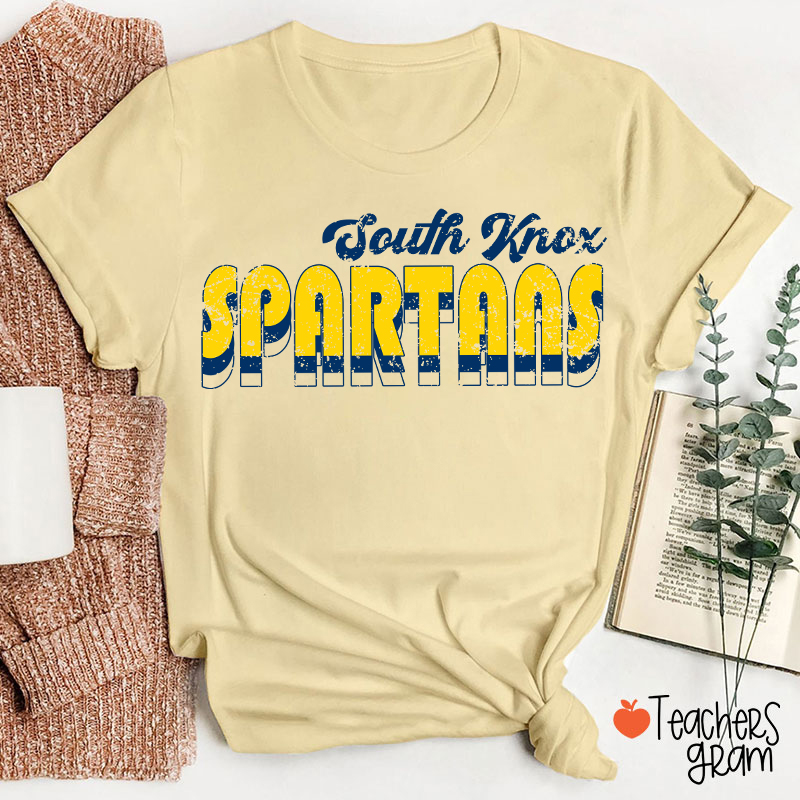 Personalized Mascot And School Name Distressed Retro Spirit Teacher T-Shirt