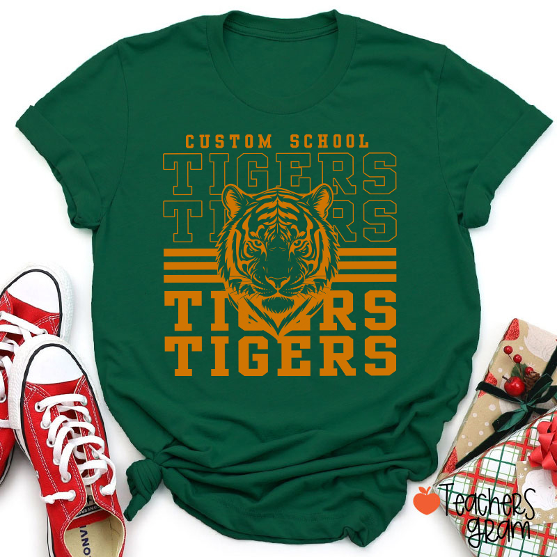 Personalized Mascot And School Name Spirit Teacher T-Shirt