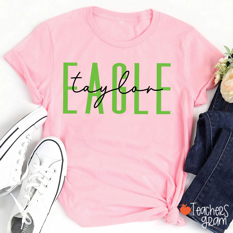 Personalized Mascot And Name Simple Fonts School Spirit Teacher T-Shirt