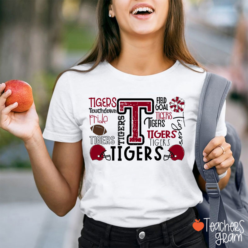 Personalized Mascot Football Pride Defense Field Goal Teacher T-Shirt