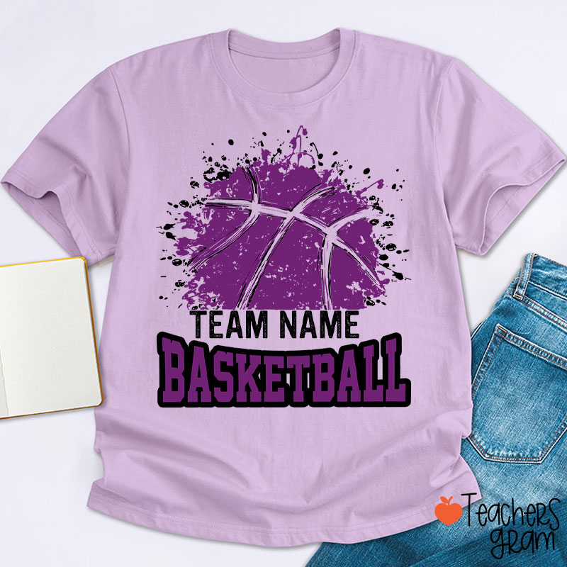 Personalized Team Name And Sport Splash Effect Teacher T-Shirt
