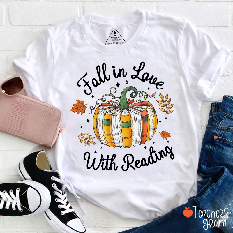 Fall In Love With Reading Autumn Teacher T-Shirt