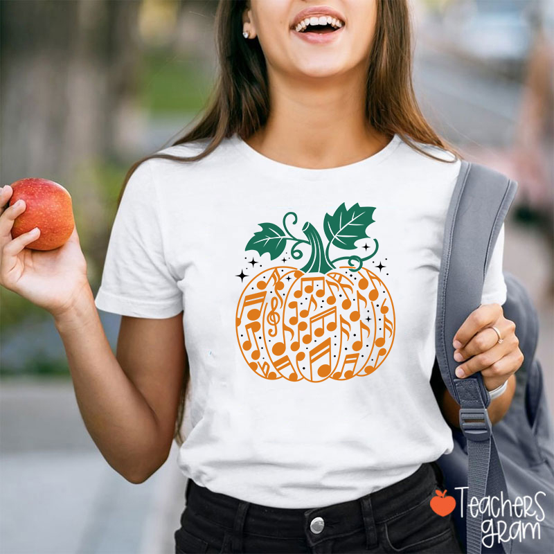 Music Note Pumpkin Teacher T-Shirt