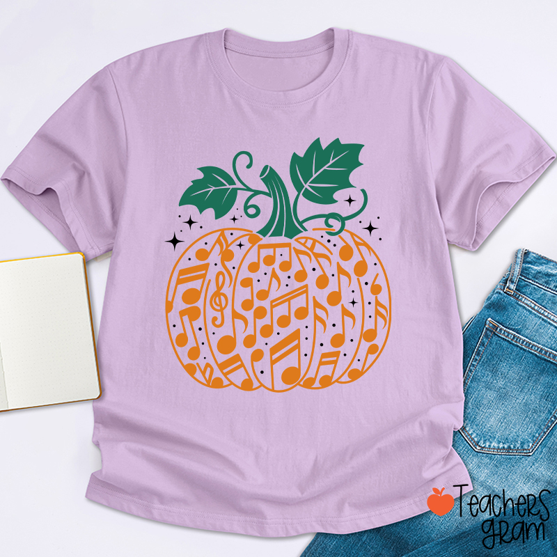 Music Note Pumpkin Teacher T-Shirt