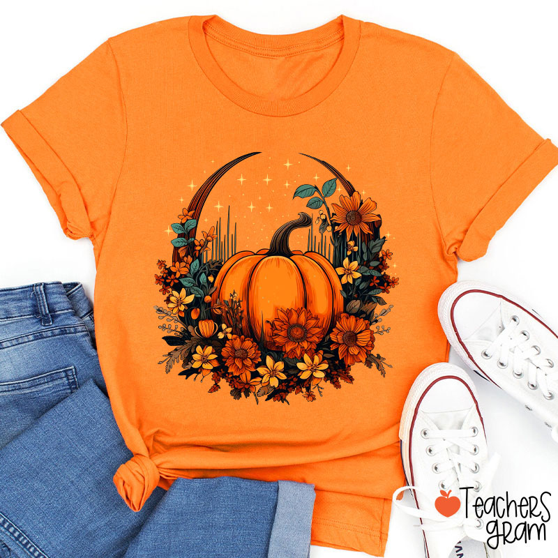 Fall Vibes Pumpkin Teacher T-Shirt