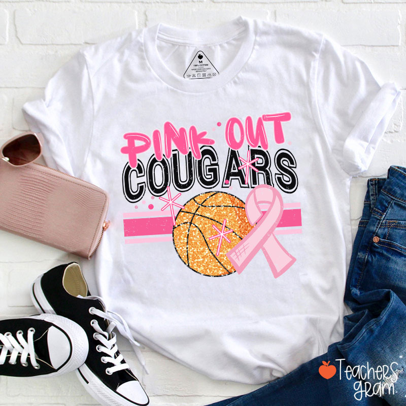 Personalized Mascot And Sport Pink Out Teacher T-Shirt