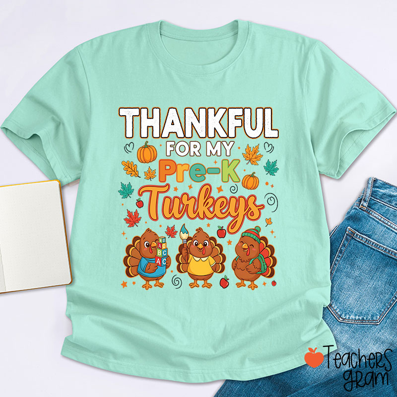 Personalized Grade Thankful For My Turkeys Teacher T-Shirt