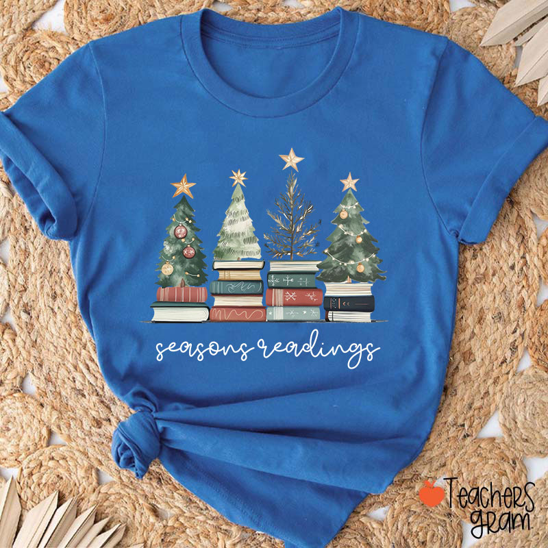 Bookish Christmas Seasons Readings Teacher T-Shirt
