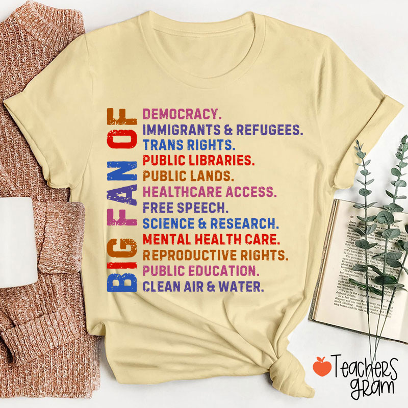 Big Fan Of Human Rights Democracy Teacher T-Shirt
