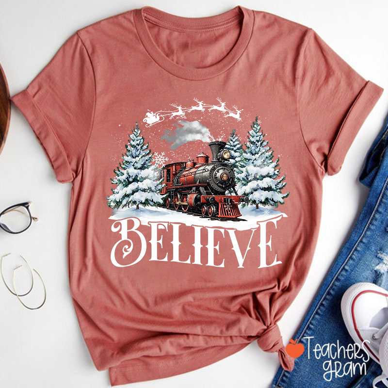 Believe Holiday Teacher T-Shirt