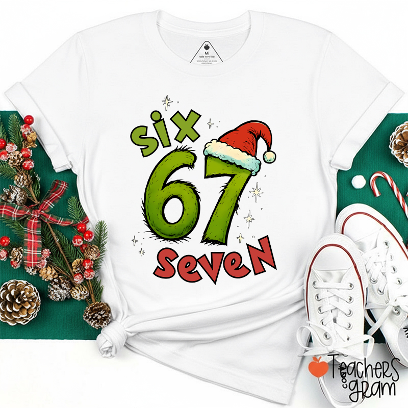 Six Seven Trending Christmas Teacher T-Shirt
