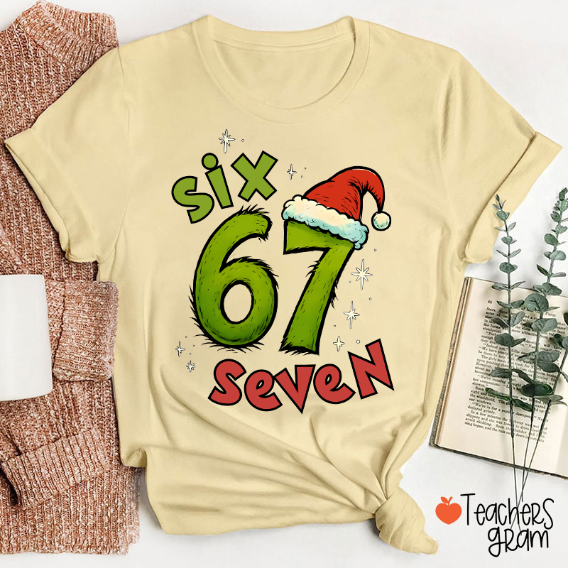 Six Seven Trending Christmas Teacher T-Shirt