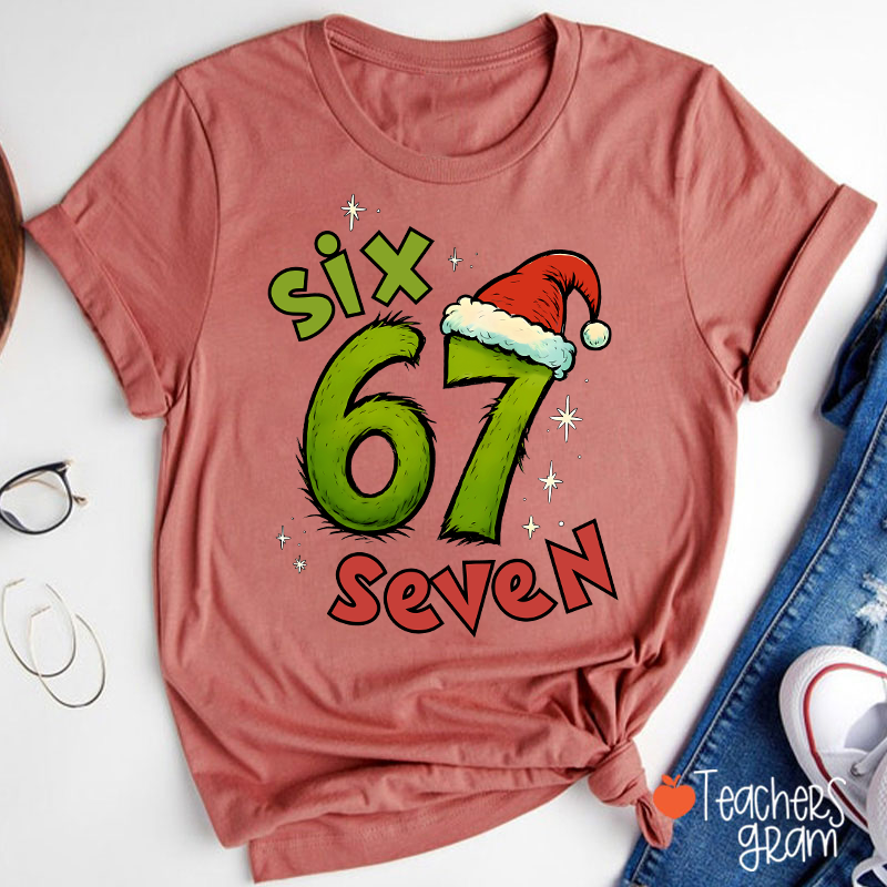 Six Seven Trending Christmas Teacher T-Shirt