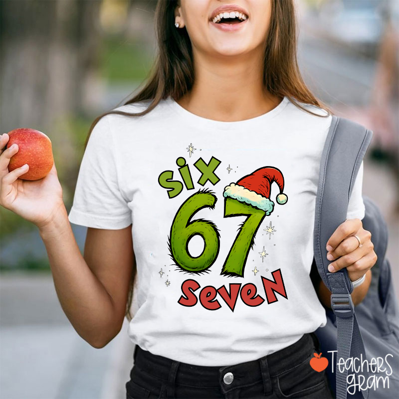 Six Seven Trending Christmas Teacher T-Shirt