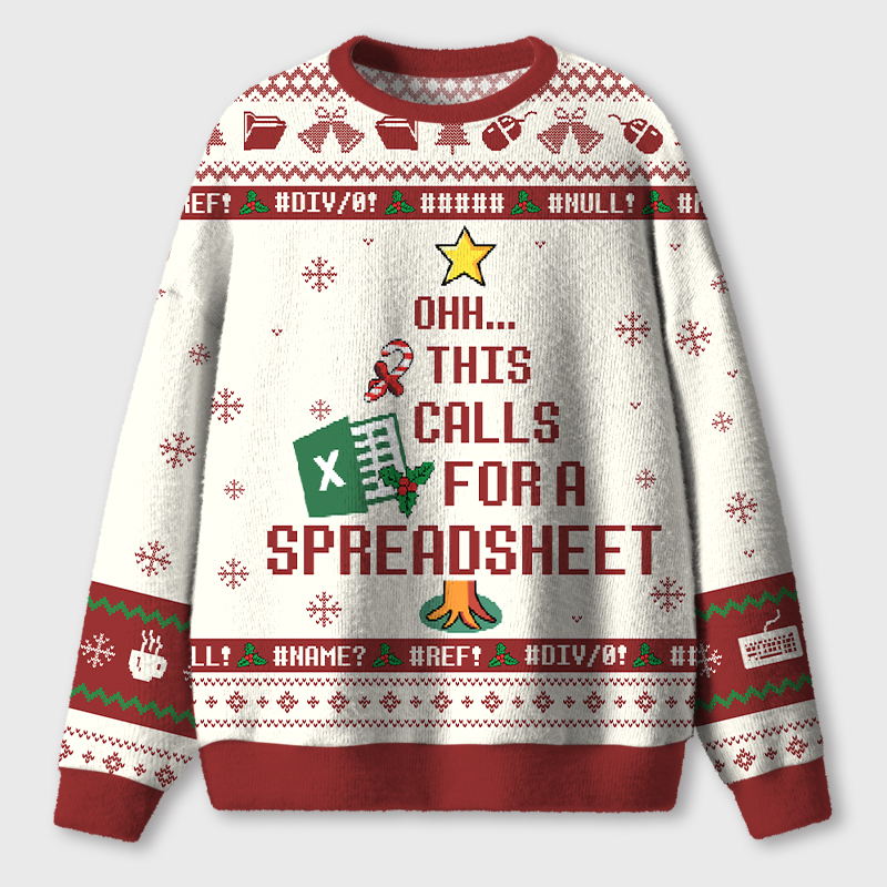 Personalized This Calls For A Spreadsheet Teacher Ugly Fluffy Christmas Sweater
