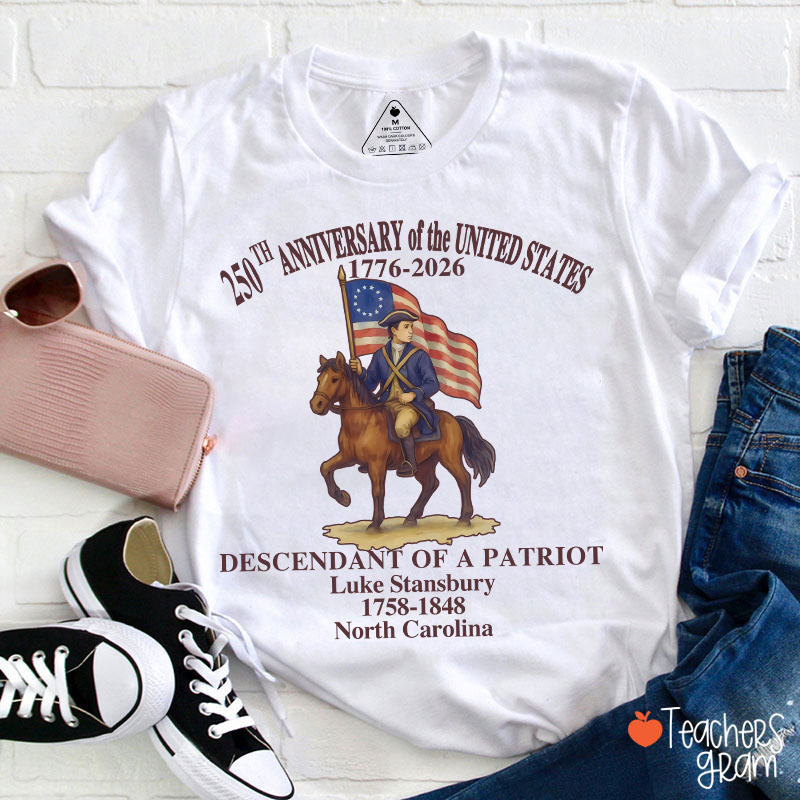 Personalized Patriotic Semiquincentennial Teacher T-Shirt