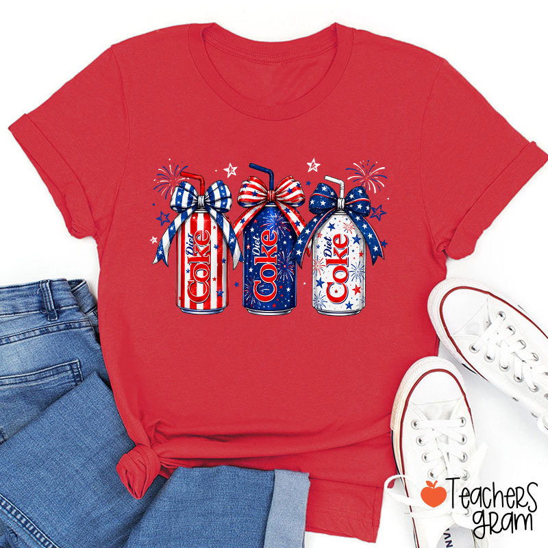 4th Of July Coquette Bow Coke Lover Teacher T-Shirt