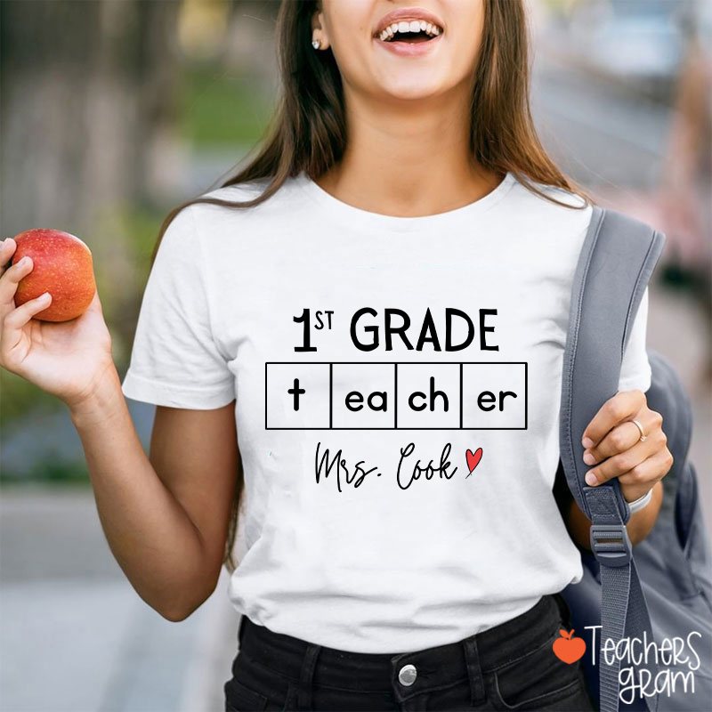 Personalized Love Teacher Name And Grade Teacher T-Shirt